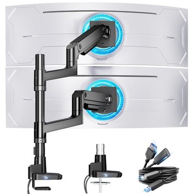 Dual Monitor Arm for Ultrawide Heavy Duty Curved Monitor Stacking, Fits 17-49...