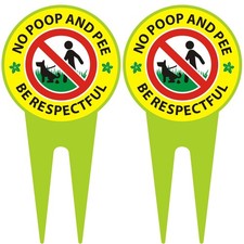 No Dog Poop Sign 2 Pack, Double Sided - Be Respectful/No Poop and Pee, Protec...