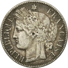 [#494666] Coin, France, Cérès, 2 Francs, 1871, Paris, VF(30-35), Silver, KM:817.