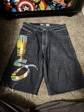 VTG South Pole Mens Jean Shorts Jorts 32 Denim Baggy Wide Y2K Hip Hop