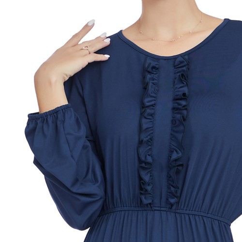 Maxi abito donna musulmano Dubai manica lunga caftano Turchia islamico abiti modesti - Foto 4 di 29