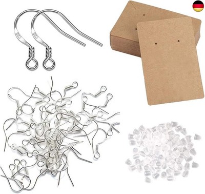 925 Ohrringe Selber Machen Set, 200pcs 14 x 16 mm Ohrring Haken mit Stoppern