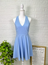 Women's NWT M Lulus fit and flare dress blue sleeveless