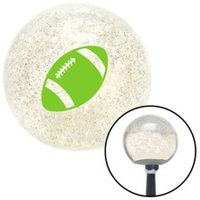 Green Football Clear Metal Flake Shift Knob w/ M16x1.5 Insert Shifter Auto Brody