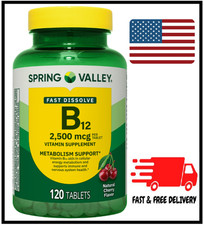 Spring Valley Vitamin B12 Quick Dissolve Tablets Supplement 2500 Mcg Cherry 120