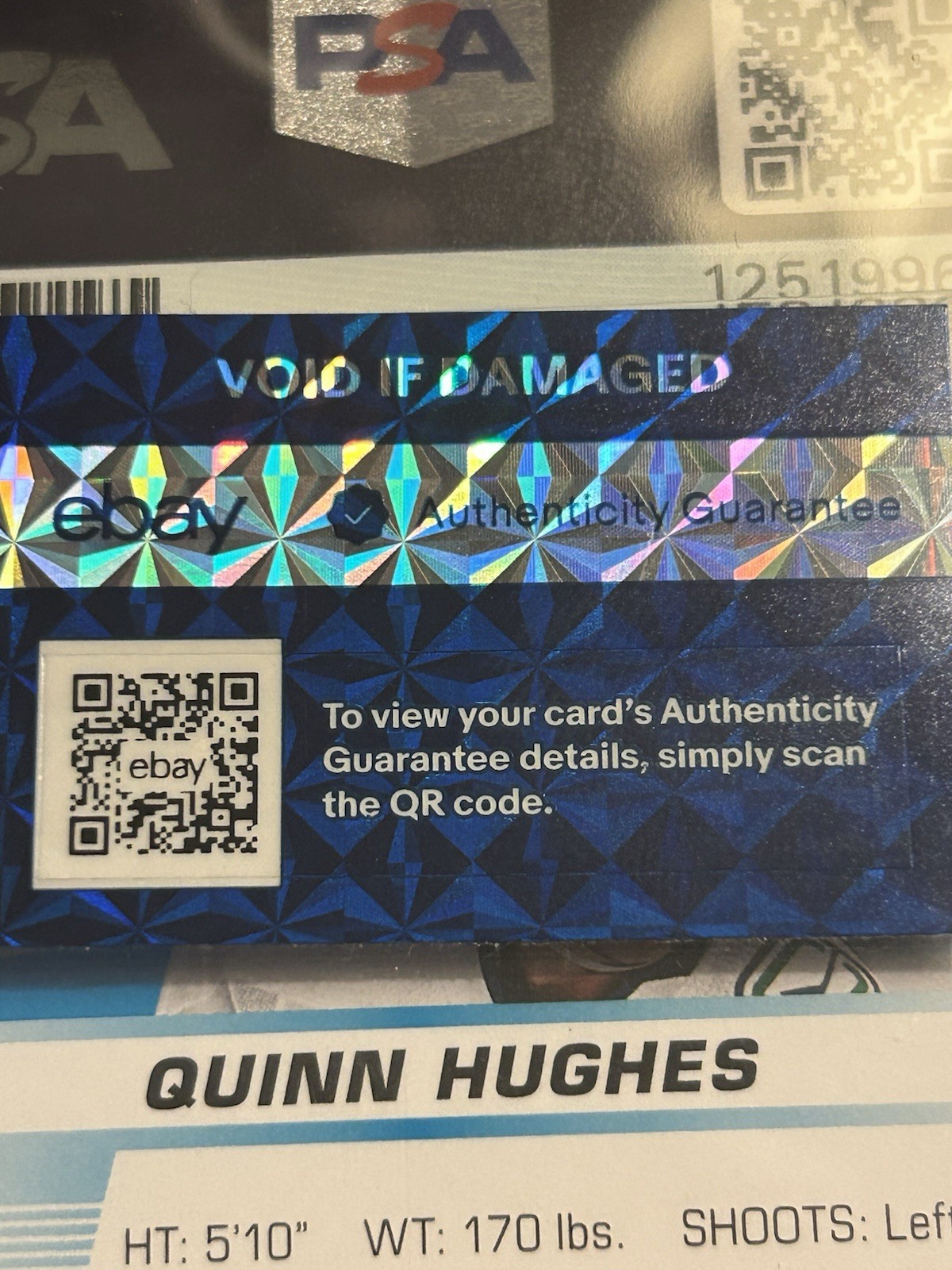 2019 Upper Deck Young Guns Rookie Quinn Hughes PSA 10 *eBay Auth Guarantee! view 3