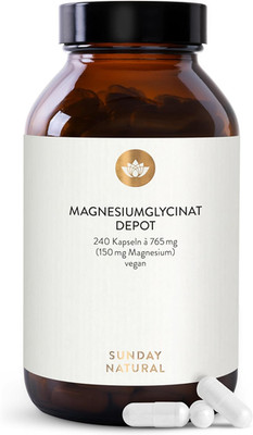 SUNDAY NATURAL  Magnesium Bisglycinat - 240 Kapseln - 300Mg Reines Magnesium Pro