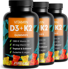 Vitamin D3 + K2 Gummies 180X Mit Je 1000 IE Vitamin D3 + 40 Mcg Vitamin K2 - Zuc
