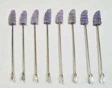 Vintage Hors D'oeuvre Cocktail Party Picks Forks Purple Amethyst Stones