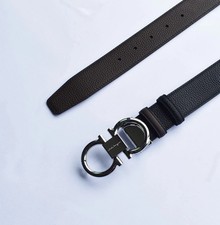 Ferragamo Men's Belt in Silver, Reversible  Adjustable Gancini Buckle, 120cm