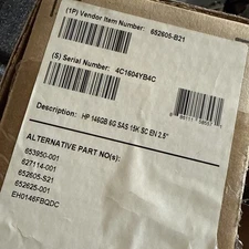 HP 652605-B21/653950-001/652599-002/652625-001-146GB 6G SAS 15K 2.5in G8/G9