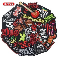 27PC Random Lot of Rock Band Patches Iron on Music Punk Roll Heavy Metal Sew New