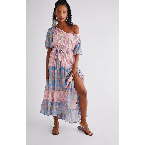 Spell & The Gypsy Juniper Rae Colorblock Floral Tiered Maxi Dress Gown Small