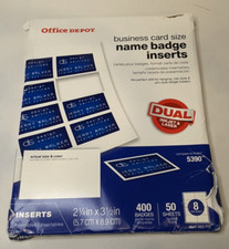 Office Depot Badge Inserts 2 1/4" x 3 1/2" White Pack Of 400 Badges