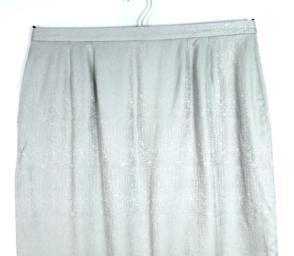 Falda lápiz ADRIANA PAPELL para mujer 100 % seda cintura elástica forrada verde salvia 18 Foto 3 de 4