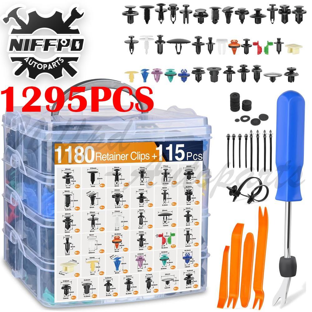 1295PCS Car Retainer Auto Fasteners Body Plastic Trim Clips Pin Rivet Bumper Kit