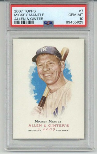 2007 TOPPS ALLEN & GINTER #7 MICKEY MANTLE CARD NEW YORK YANKEES PSA 10 LOW POP - 第 1/2 張圖片