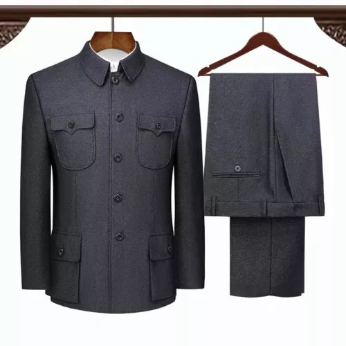 Tunica uomo cinese tuta cappotto pantaloni tradizionali Mao Zhongshan blazer giacche - Foto 11 di 14