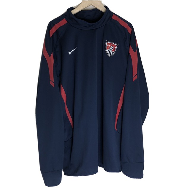 Nike Men's Medium Long Sleeve Dri-fit Jersey Navy Blue Red Stripe Soccer for sale online | eBay