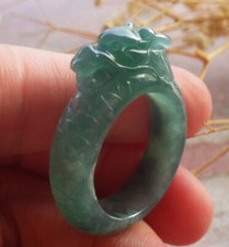 Certified Icy Blue Water Natural A JADE Jadeite Dragon RING USA. 9.5      688698