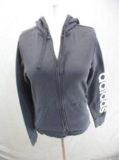 ADIDAS Size S Womens BLK Cotton Blend Full Zip Stand Collar Athletic Jacket 243