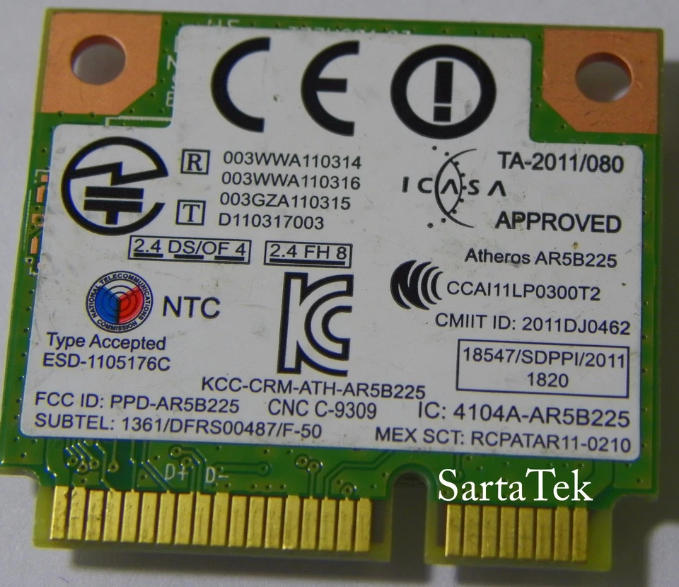 Sony OEM 145839331 b/g/n WLAN Bluetooth PCIe Half AR5B225 T77H281 Foto 3 de 3