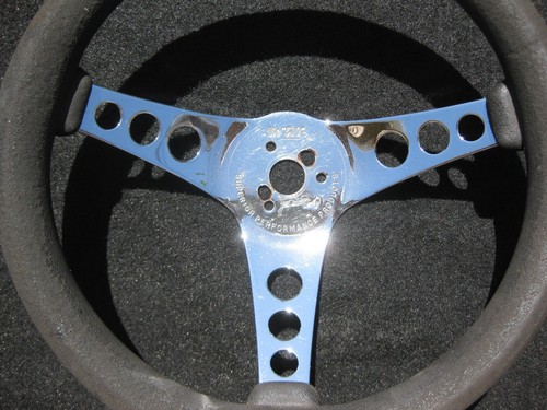 THE 500 SUPERIOR 12" CHROME STREERING WHEEL BLACK GRIP USA - Picture 7 of 7