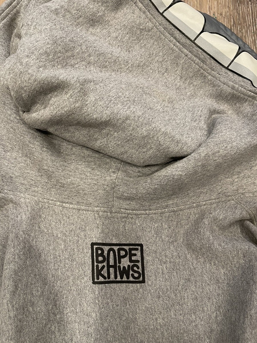 A Bathing Ape Bape x Kaws - Gray Full Zip Chomper Hoodie Sz. XL