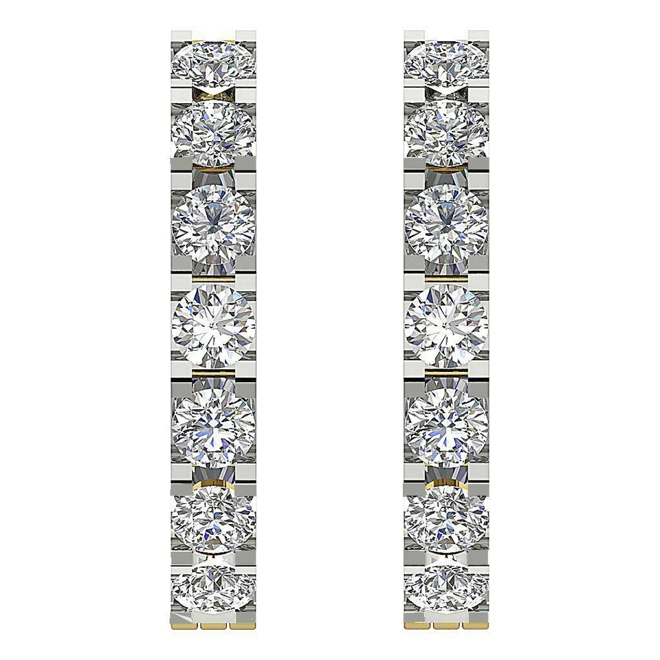 I1 G Hoops Earrings Prong 1.10 Ct Natural Diamond 14K Yellow Gold 0.90 Inch - Image 3 of 4