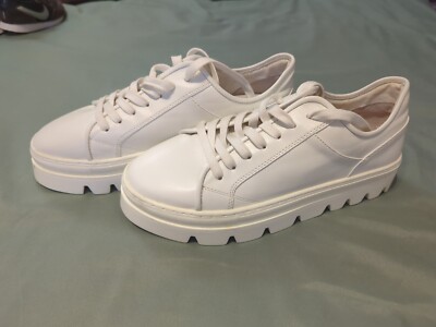 Steve Madden Kickstart Platform Women's Shoes Size 10M White Leather