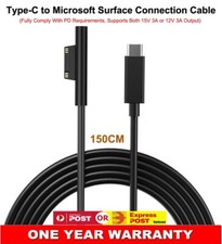 USB-C Type C to Surface Pro Connector PD Charger Cable For Surface Pro 6 5 Cord