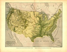UNITED STATES, AMERICA Antique original physical map 1904