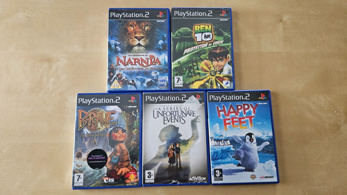 PlayStation 2 Kids 5 Game Bundle inc Narnia, Ben 10, Brave, Happy Feet - PS2