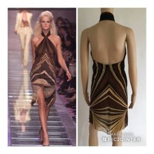 GIANNI VERSACE SEXY ZIP FRONT HALTER DRESS SIZE IT 38