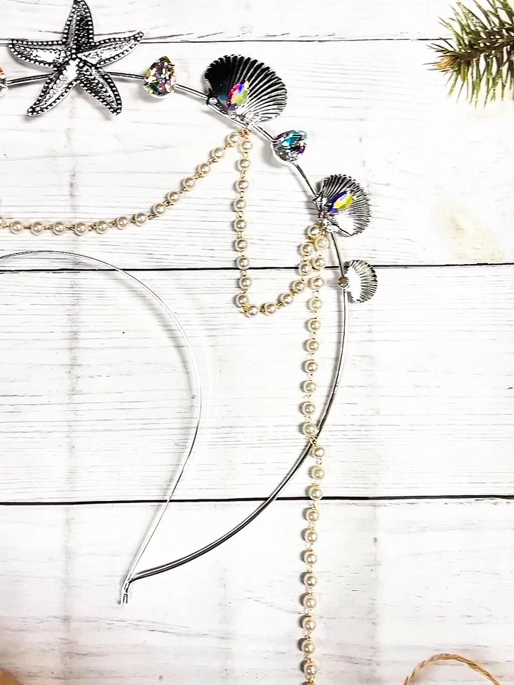 Mermaid halo crown, Silver Halo Crown, Seashell Hao Crown  display picture 3