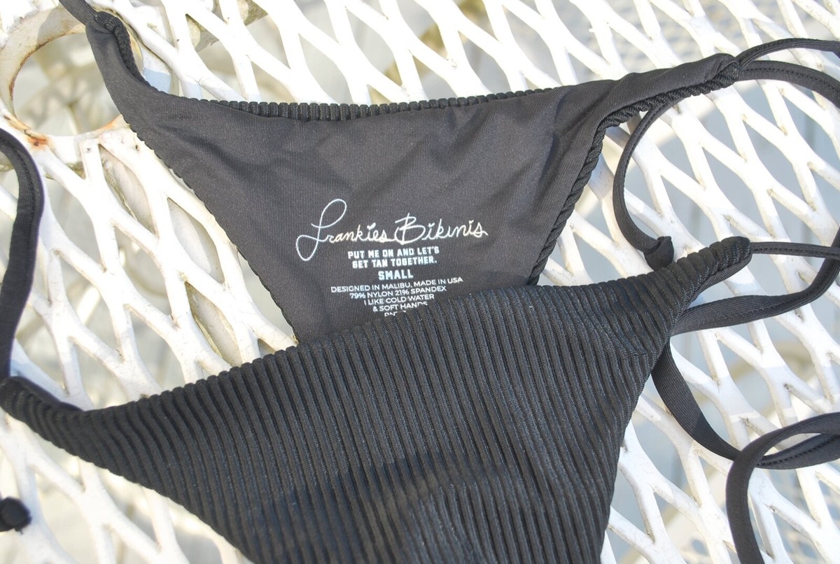 NWT Frankies Bikinis Bathing Suit Set Ribbed Black Small NWT Frankies Bikinis Bathing Suit Set Ribbed Black Small
