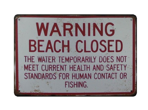 Warning Beach Closed metal tin sign man cave living room wall decor - Picture 2 of 4