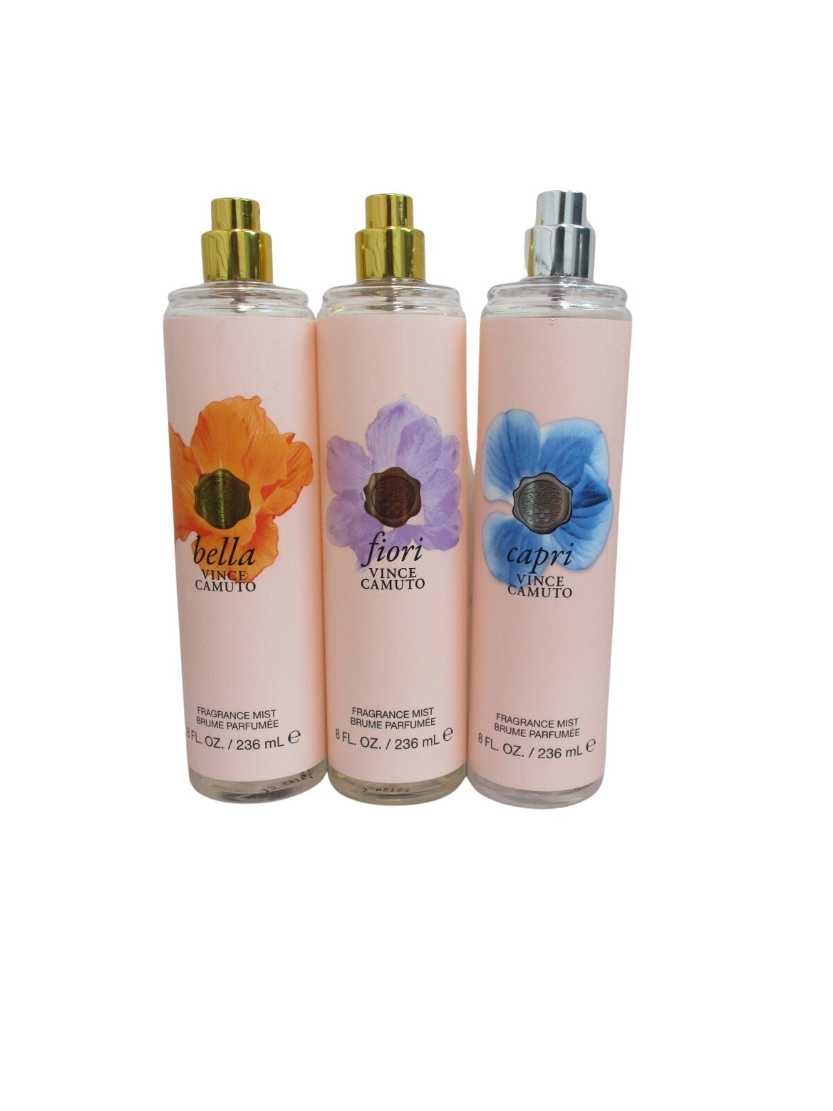 Vince Camuto Fragrance Mist Body Spray Gift Bag Bella, Capri, Fiori, Set Of 3