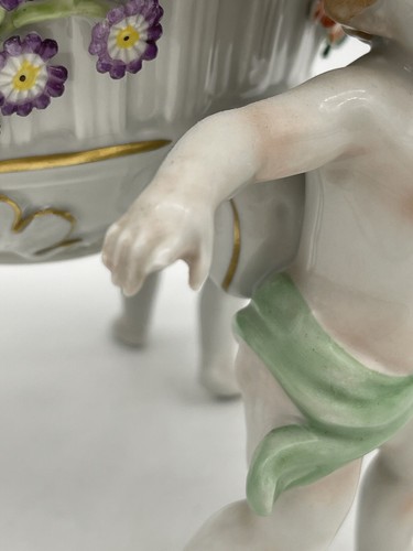 EUC ANTIQUE Von Schierholz 3 Cherubs PORCELAIN Compote HAND PAINTED - Picture 11 of 11