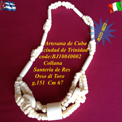 Collana Santera Osso di Toro Arte Cubana Trinidad Pezzo unico - Foto 2 di 6