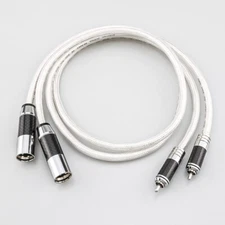 Pure Silver Dual XLR male Female to Dual RCA Male Phono Plug Audio Signal Cable