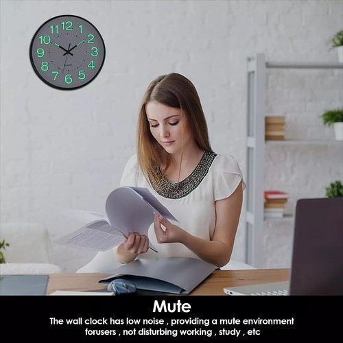30 cm leuchtende Wanduhr leise nicht tickend leuchtet im Dunkeln Home Office Deko - Bild 6 von 11