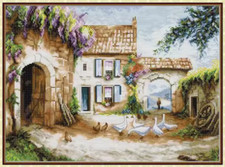 Printed Cross Stitch Kit 14 ct Homestead Farm Home 48x36cm Joy Sunday DIY UK