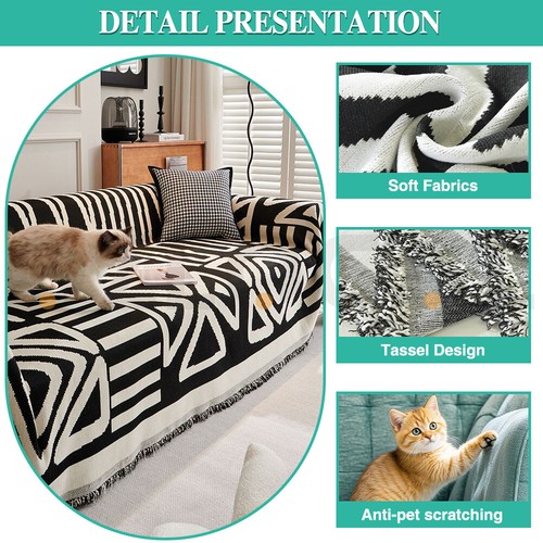 Reemony Thick Boho Couch Cover Series Chenille Anti-Scratch Sofa Cover Protector - Picture 5 of 64