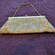 Women's Lord Taylor Elegant Beaded Embrodered Clutch Evening Bag