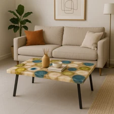 Mixed Agate Stone Coffee Table – Handmade Living Room Decor Art Piece