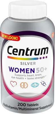NEW Centrum Silver MultiVitamin MultiMineral Complete Vitamin Women 50,  200 ct