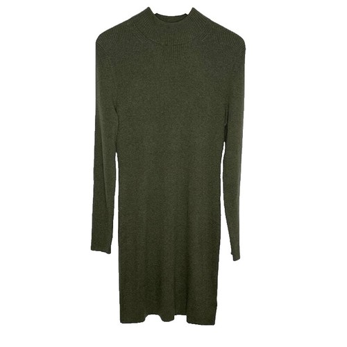 Olive Green Long Sleeve Knee Length wool blend sweater dress Size Large NWT  | eBay
