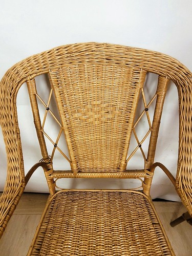 Ensemble De 9 Pièces De Salon En Rotin, Milieu XXème Siècle - Imagen 4 de 19