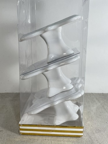 Bianca Set 3 American Atelier CAKE PEDESTAL RISER Fine Porcelain Ornate Square - Picture 3 of 8